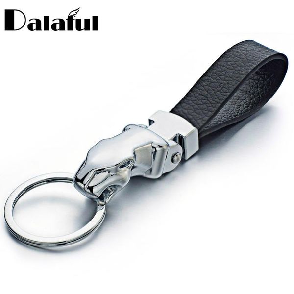 

keychains metal leopard head leather key chains rings holder for car keyrings man women gift k262, Silver
