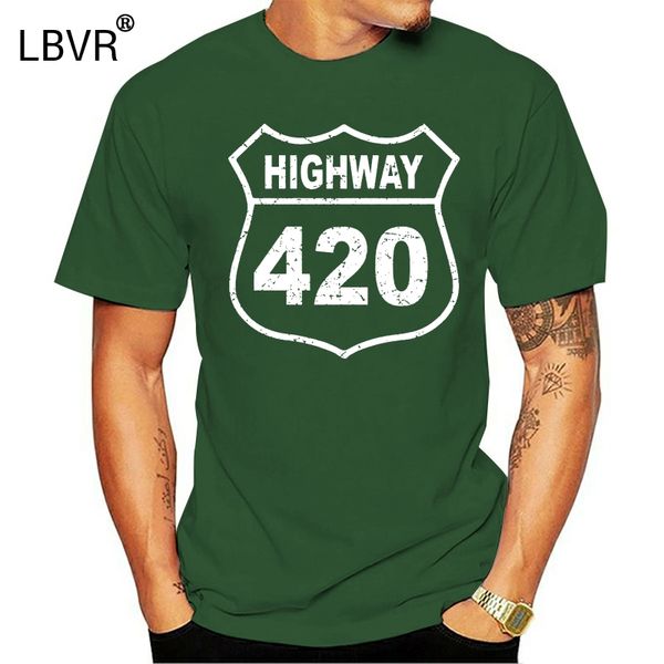 

highway 420 short sleeve t-shirt tee 100% cotton humor men crewneck tee shirts