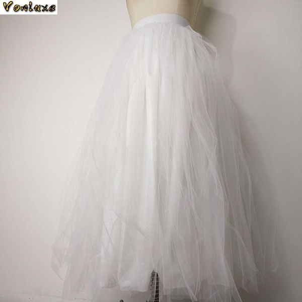 

women irregular tulle fashion elastic high waist mesh tutu white black long skirts skirt saias faldas jupe femmle