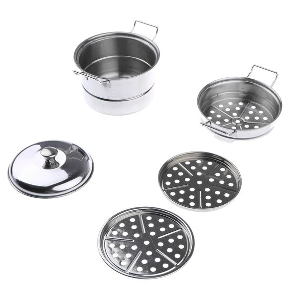 

kids kitchen metal cookware, all purpose cooking tool - 3 tier steamer pot