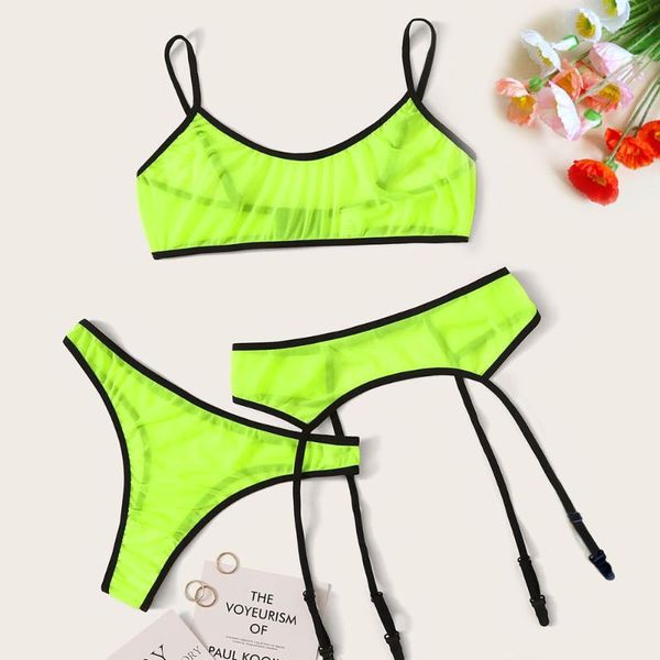

bras sets 3pcs lingerie bra set women's lace sling bandage thong garter sleepwear tow hook underwear, Red;black