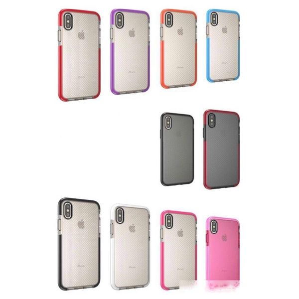 

for iphone x clear mesh case soft tpu cover colorful material with retail bag 50pcs/up