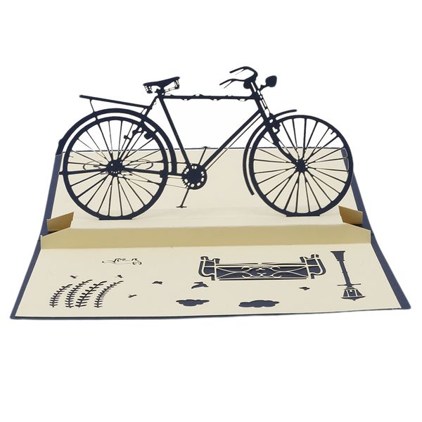 

folding type 3d popup handmade laser cut vintage cards intage bike creative gifts birthday greeting cards for lovers postcard