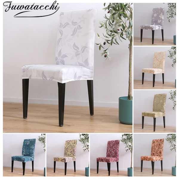 

chair covers fuwatacchi plant printed cover spandex seat cases for dining room stretch elastic banquet el kitchen wedding