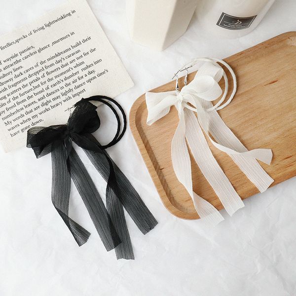 

dangle & chandelier arrived fashionable lace bow super fairy earrings personality contracted special design long ribbon ear ring female, Silver