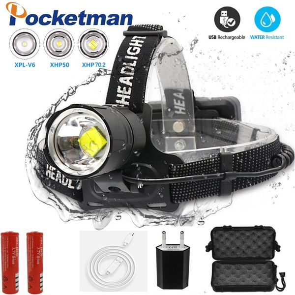 

headlamps super bright xhp-70.2 led headlamp fishing camping headlight high power lantern head lamp zoomable usb torches 18650