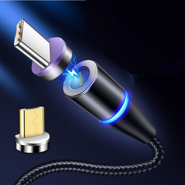 Cavo magnetico Caricatore rapido 3A Caricatore micro USB 3.0 Tipo C Ricarica rapida per Samsung S20 note10 Cavi dati telefono magnetico