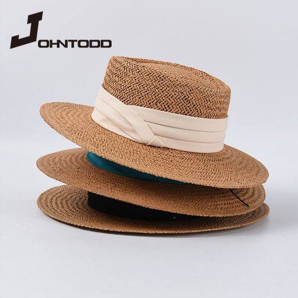 

new summer sun hat ladies fashion girl straw hat ribbon bow beach casual grass flat panama bone womens visor cap, Blue;gray