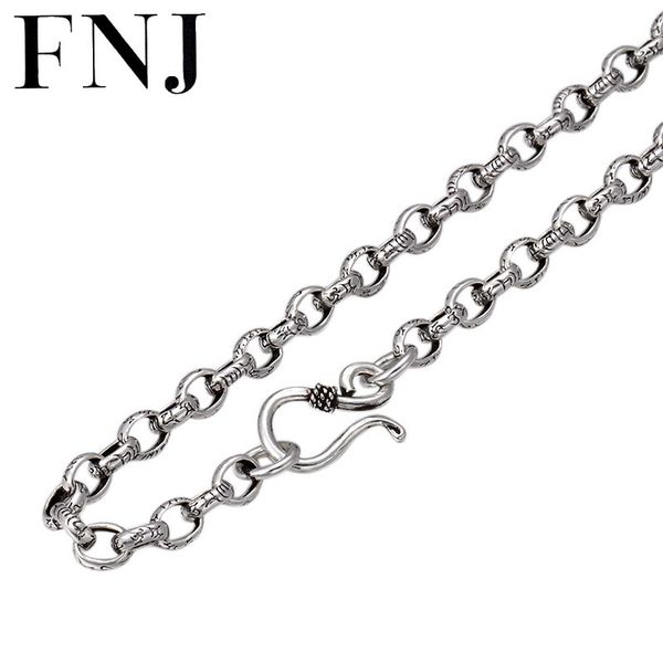 

fnj link chain mantra necklace 925 silver 5mm 50cm to 65cm fine original s925 silver men necklaces for jewelry making