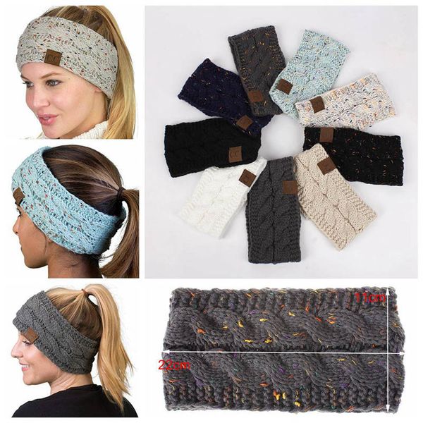 

21 colors cc knitted crochet headbands women winter sports headwrap hairband turban head band ear warmer beanie cap big kids hats 50pcs, Yellow