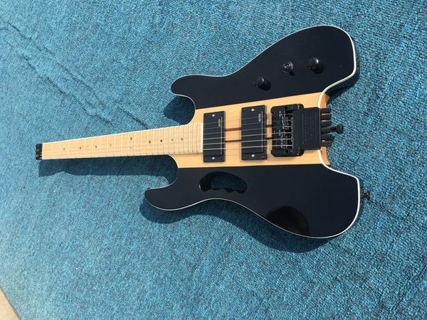 

no headstock electric guitar maple fingerboard 24 fret neck through body active pickups cool