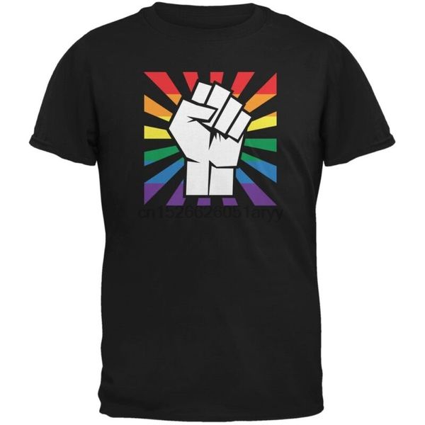 

lgbt gay pride raised fist black t-shirt