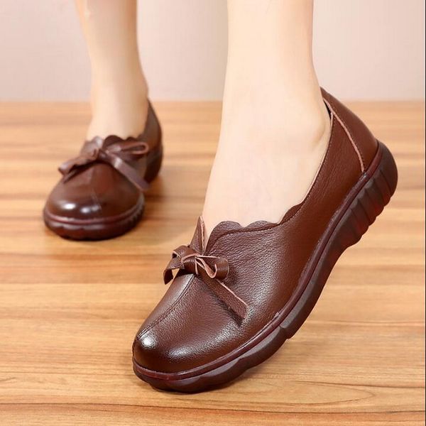 

2020 new women ballet flats shoes genuine leather loafers soft leather women's moccasins boat shoes comfortable mother, Black