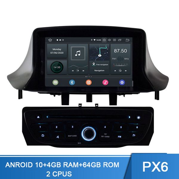 

px6 1din android 10.0 car dvd player for megane fluence 2009 2010 2011 gps navigation wifi multimedia car radio autoaudio 4g+64g