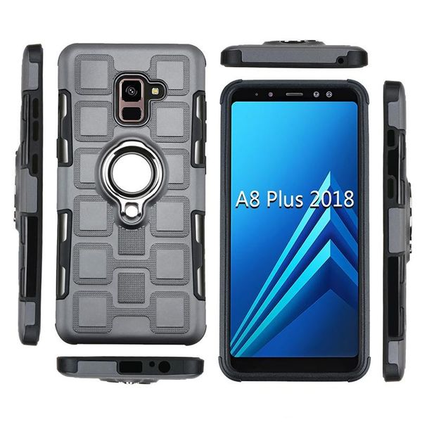 

armor phone case tpu pc magnetic with kickstand for samsung a8 2018 a8 plus 2018 a7 2018 anti-fall cover 360 degree holder