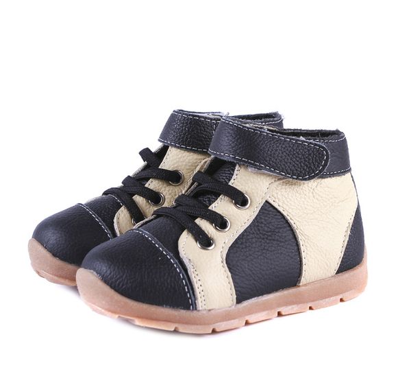 

boys and girls boots european and american multicolor spring low-warm warm color matching leather single boots 2020, Black;grey