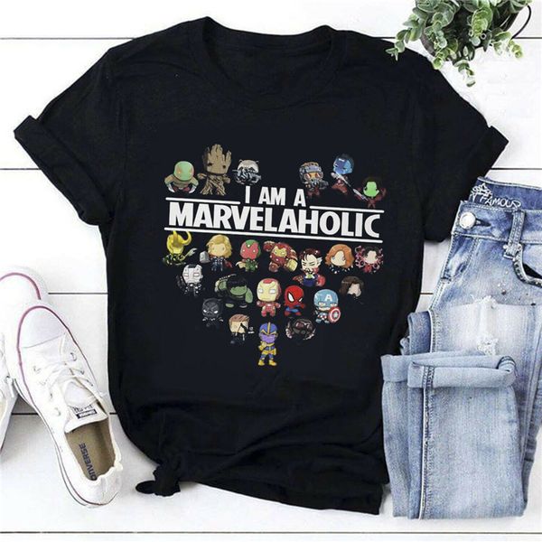 

i am marvelaholic t shirt black cotton men s-3xl us supplier gyms fitness tee shirt