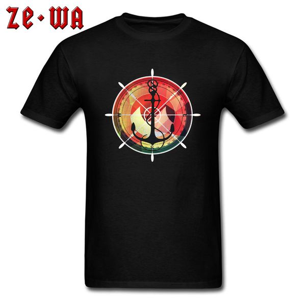 

men t-shirt captains t shirts sea anchor print black tees maritime sailor style tshirts cotton tshirt unique pirate clothes