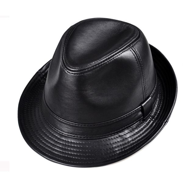 

wide brim hats fashion real leather gentleman fedora hat men autumn 2021 fedoras solid black vintage dad chapeau femme cap panama jazz, Blue;gray
