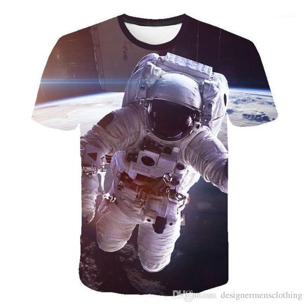 

mens tshirts fashion o neck 3d digital print mens the moon astronauts summer short sleeve, White;black