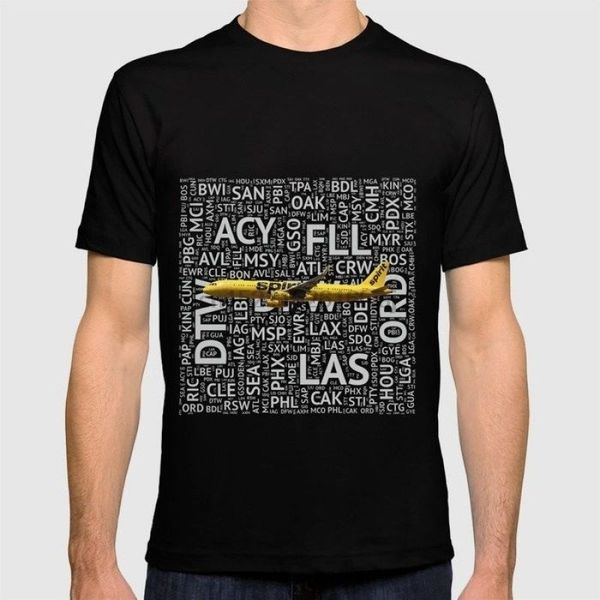 

spirit airlines airbus a321 with airport codes - t-shirt (mens or womens) cool t shirt