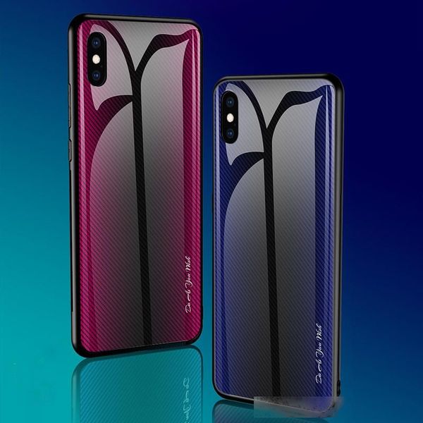 

shockproof gradient texture tempered glass phone case for iphone 11 pro max 11pro xs max 7p 8p case with soft silicone edge