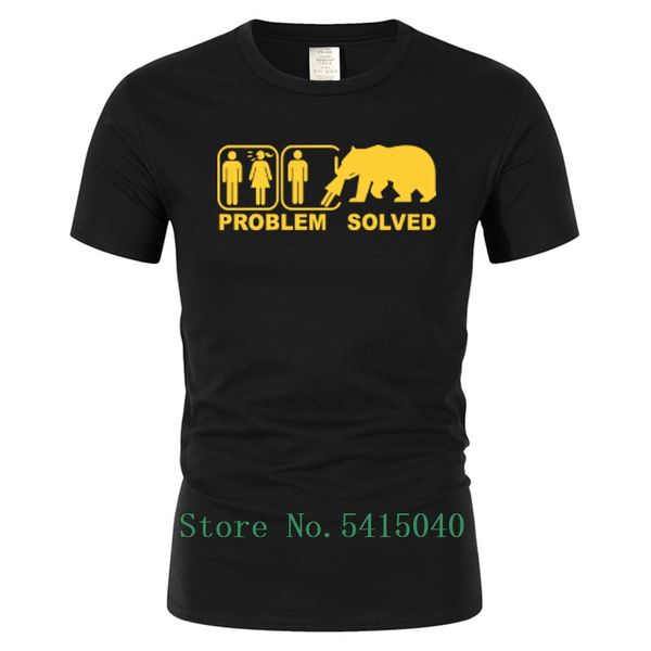 

new spring style problem solved t shirt men casual clothes short sleeve tees grizzly bear funny printed t-shirt