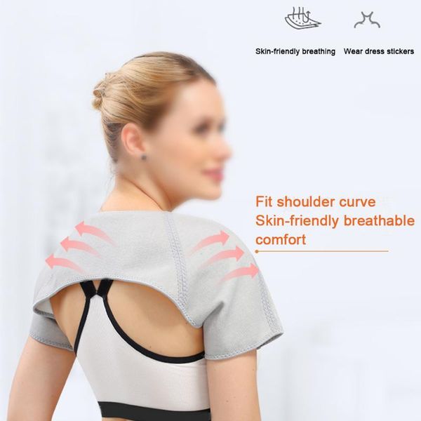 

back support sports easy wear therapy cotton blend elastic shoulder grey protective wrap brace keep warm stable compression universal, Black;blue
