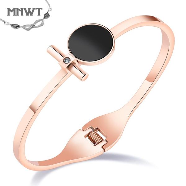 

mnwt women bangles fashion jewelry women's rose gold stainless steel bracelets girl gift bracelet, Black