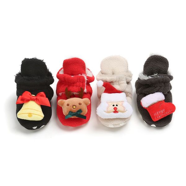 

2020 autumn winter infant baby boys girls shoes cute warm cartoon christmas style santa claus socks elk bell first walker boots