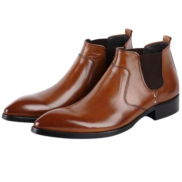 

large size eur45 fashion black / brown mens ankle boots genuine leather dress shoes male business shoes