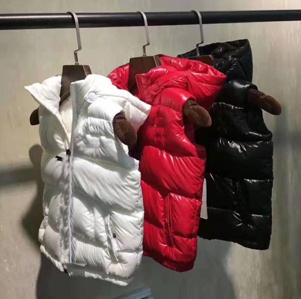

brand children hooded down coat vest down jacket & outerwear coat thick winter sportswear black/ white/red color, Blue;gray