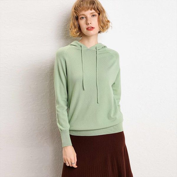 

2020 women winter cashmere hoodies and autumn knitted sweatshirts comfortable pullovers solid drop shipping good quality, Black