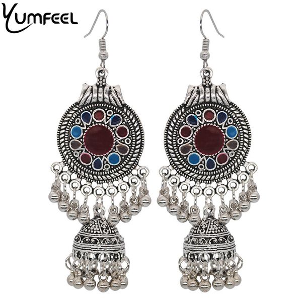 

yumfeel новых этнических ювелирных изделий индии серьги vintage ручной beads белл танец живота серьги женщин подарки, Silver
