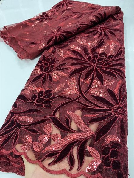 

ribbon latest velvet lace fabric 2021 embroidery african nigerian fabrics wear material sewing ya3497b-5, Pink;blue