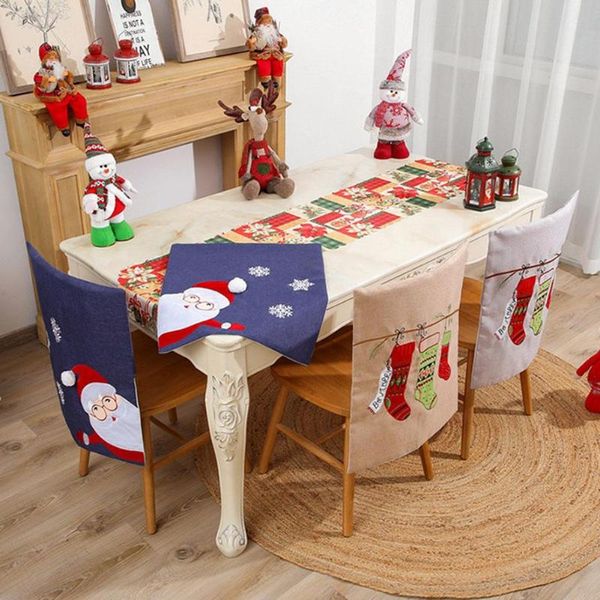 

christmas xmas print non-woven fabric chair cover family dinner l restaurant backrest chair cover decoration
