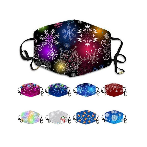 

9 styles christmas face mask dust-proof anti-fog pm2.5 activated carbon breathable washable adjustable festive masks