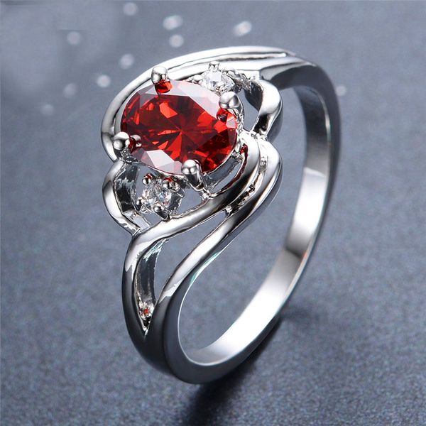 

cluster rings fashion women ring classic design red crystal engagement wedding jewelry accessories for girl friend gift 50h224, Golden;silver