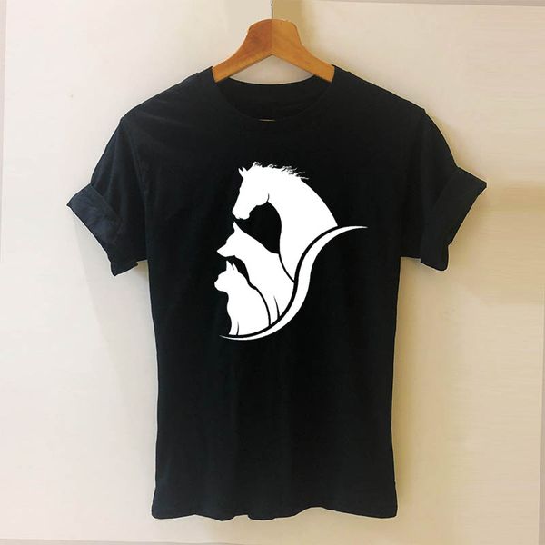 

animal lover horse dog cat print women tshirt casual cotton funny t shirt for girl lady top