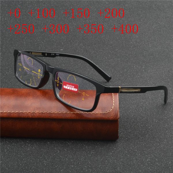 

2020 new men's square progressive multifocal lens reading glasses men presbyopia hyperopia bifocal glasses with box nx, White;black