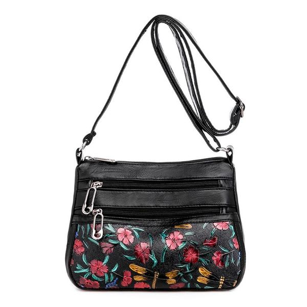 

#h30 handbag women floral embroidery soft leather shoulder bag brand designer crossbody bags for women lady messenger bags