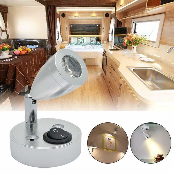 

2x led spot reading lights switch camper caravan van boat interior light 12v