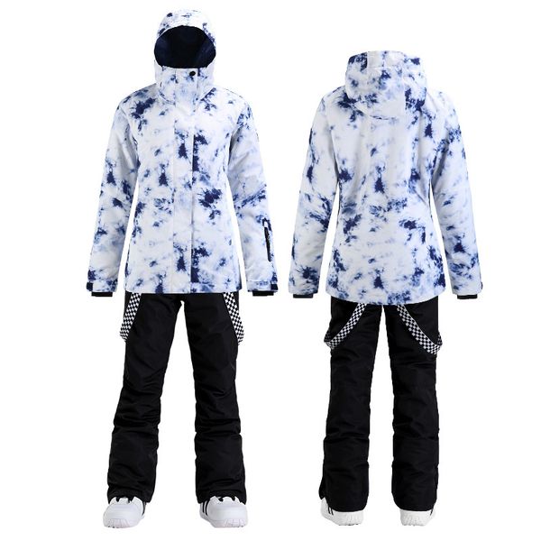 

smn 2021 new women's snow suit snowboard clothing waterproof windproof costumes winter outdoor ski jacket + bibs pants cheap