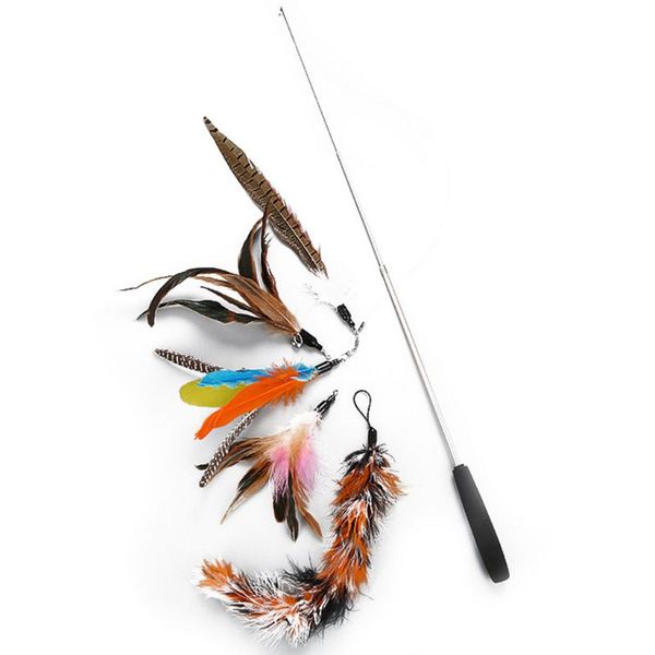 

cat toys 6 pcs/set retractable funny stick diy replacement head pet teaser set 37mb