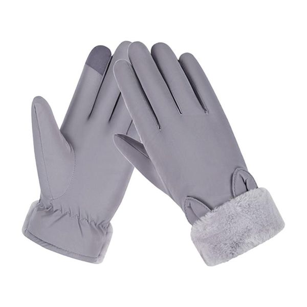 

five fingers gloves women winter windproof waterproof ride ski solid plus velvet thick warm guantes invierno luvas de inverno, Blue;gray
