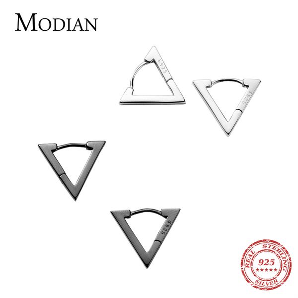 

modian fashion minimalist black triangle 925 sterling silver allergy women hoop earrings fashion jewelry mode bijoux, Golden;silver