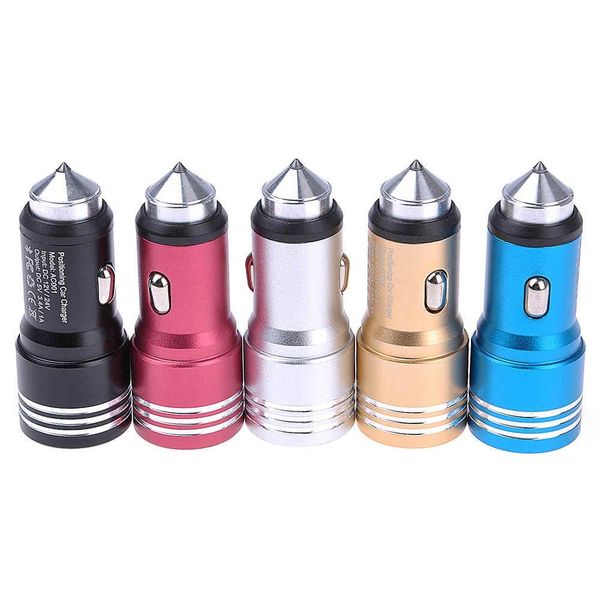 

intelligent gps positioning car charger mini dual port usb phone charger adapter with hammer function for iphone 8 samsung s8 ntoe8 s6 s7