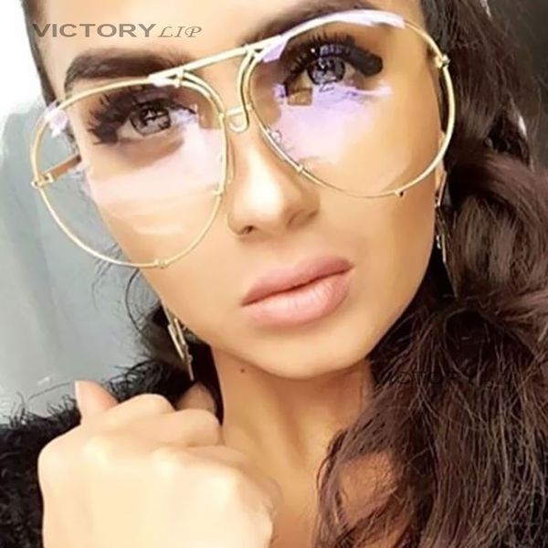 

sunglasses victorylip sun glasses uv400 male female transparent aviation eyeglasses oversized men women brand designer shades, White;black