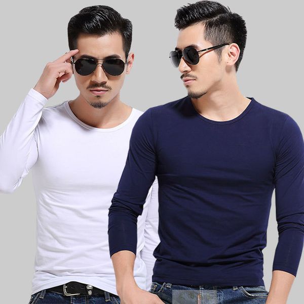 

men's t-shirts autumn winter army fans t shirts long sleeve slim fit solid color crew neck pullover origional wear base shirt, White;black