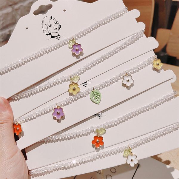 

2020 kpop summer daisy flower pendant beaded short women egirl chokers necklace party marriage aesthetic accessorie jewelry gift, Golden;silver
